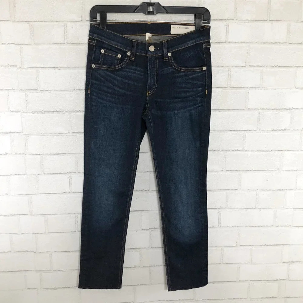 Rag & Bone Dark Distressed Wash Mid Rise Skinny Jeans Women's Waist Size 27